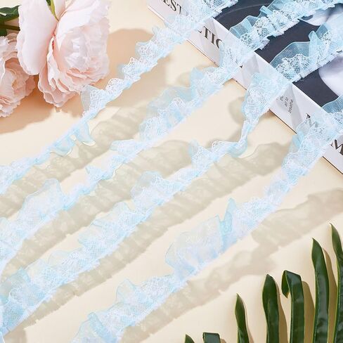 Gorgecraft 12.5 ياردة طبقات مزدوجة عضوية Lugbon Lace Lace مطاطية ساتان حافة الدانتيل حافة 1 بوصة واسعة الأرجواني شيفون زركشة متزايدة النسيج تول من أجل القماش زينة DIY خياطة الحرف اليدوية in Kuwait