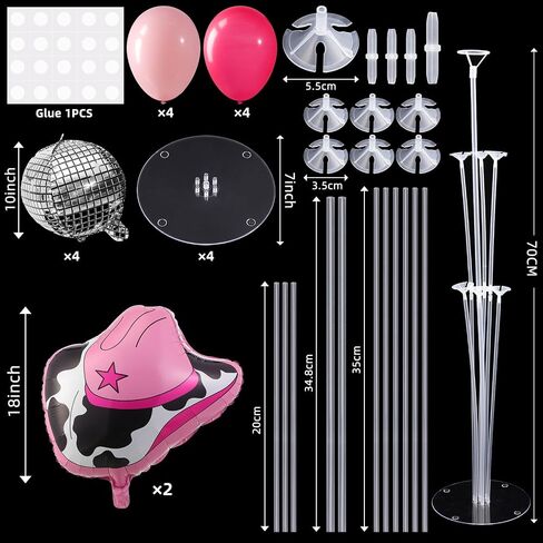 4 Set Cowgirl Party Decorations Disco Ball Balloon Disco Cowgirl Party Decorations for Birthday Pink Baby Shower Supplies (Disco Ball) in Saudi Arabia