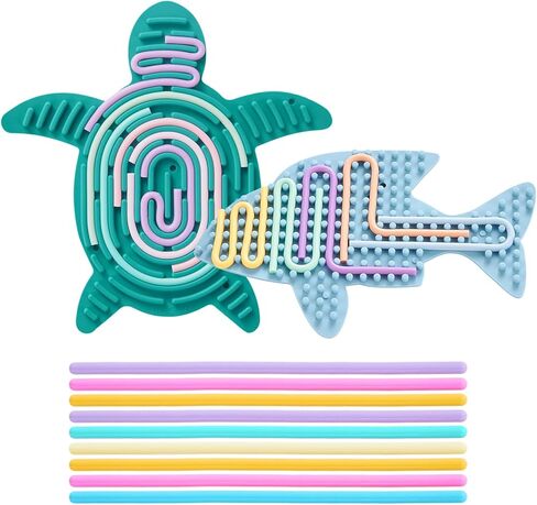 2 عبوة على الوجهين على الوجهين لعبة تململ السيليكون الحسية مع 20 سلاسل عشوائية اللون ، لوحة النشاط الحسي للأطفال والبالغين المصابين بالتوحد ، ADHD ، صامت ، تخفيف التوتر ، التهدئة ، التركيز ، هدية للفتيات الفتيان in Kuwait