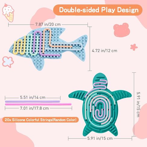 2 عبوة على الوجهين على الوجهين لعبة تململ السيليكون الحسية مع 20 سلاسل عشوائية اللون ، لوحة النشاط الحسي للأطفال والبالغين المصابين بالتوحد ، ADHD ، صامت ، تخفيف التوتر ، التهدئة ، التركيز ، هدية للفتيات الفتيان in Kuwait