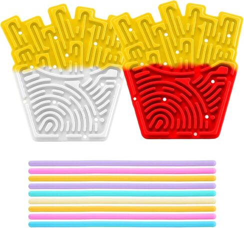 2 Pack Double-Sided Silicone Sensory Fidget Toy with 20 Random-Color Strings, Sensory Activity Board for Kids and Adults with Autism, ADHD, Silent, Stress Relief, Calming, Focus, Gift for Girls Boys in Saudi Arabia