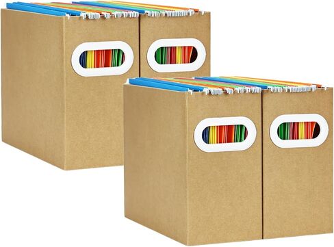 Hanging File Organizer, Cardboard File Folder Organizer for Letter Size, Desk Documents Storage Box, Portable File Folder Holder Boxes for Office, Home, School, Only Box.(2 Packs) in Kuwait