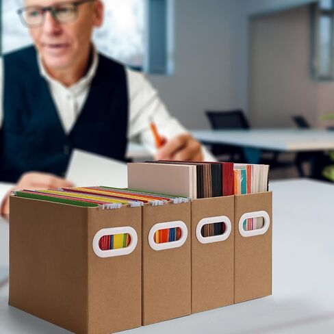 Hanging File Organizer, Cardboard File Folder Organizer for Letter Size, Desk Documents Storage Box, Portable File Folder Holder Boxes for Office, Home, School, Only Box.(2 Packs) in Kuwait