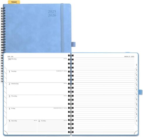 Poprun Planner 2025-2026 دفتر ملاحظات أسبوعي (متوسط ​​8.5'x 6.5 '') ، التقويم الأكاديمي (يوليو 25 - يونيو 26) مع علامات تبويب شهرية ، غطاء ناعم دوامة ، جيب داخلي ، 100 GSM - أسود - أسود in Kuwait