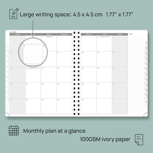 Poprun Planner 2025-2026 دفتر ملاحظات أسبوعي (متوسط ​​8.5'x 6.5 '') ، التقويم الأكاديمي (يوليو 25 - يونيو 26) مع علامات تبويب شهرية ، غطاء ناعم دوامة ، جيب داخلي ، 100 GSM - أسود - أسود in Kuwait