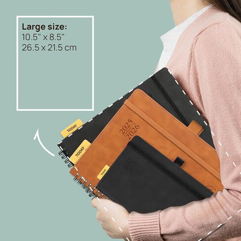 Poprun Planner 2025-2026 دفتر ملاحظات أسبوعي (متوسط ​​8.5'x 6.5 '') ، التقويم الأكاديمي (يوليو 25 - يونيو 26) مع علامات تبويب شهرية ، غطاء ناعم دوامة ، جيب داخلي ، 100 GSM - أسود - أسود in Kuwait