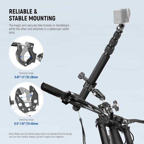 NEEWER Action Camera Pole Mount with Two 360° Ball Heads 1/4" Screw Action Camera Adapter, Holder Clamp for Motorcycle Bike Handlebar, Compatible with GoPro Hero13 12 11 10 9 Max360 Insta360 DJI Osmo in Saudi Arabia