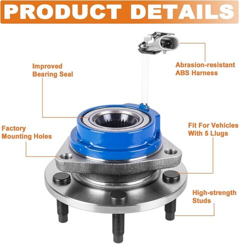 512150 Pair Rear Wheel Hub Bearing Assembly Compatible for 2000-2013 Chevy Impala Compatible for 1997-2004 Buick Regal Compatible for 1997-2008 Pontiac Grand Prix 5 Lug w/ABS in Kuwait