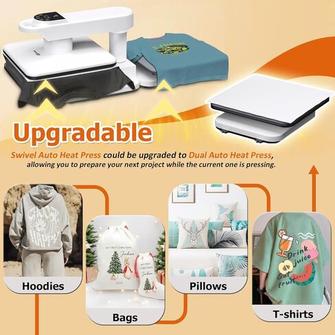 AKEYDIY New 15x15 Swivel Auto Heat Press Machine for T-Shirts, 360° Swing Away Heat Press with Auto Press Release, Heat Up Fast (One-Workstation) in Saudi Arabia