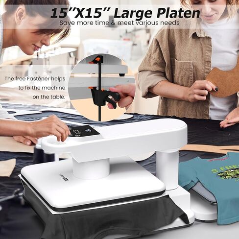 AKEYDIY New 15x15 Swivel Auto Heat Press Machine for T-Shirts, 360° Swing Away Heat Press with Auto Press Release, Heat Up Fast (One-Workstation) in Saudi Arabia
