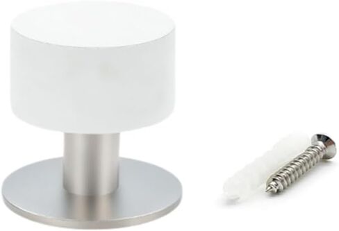 Door Stoppers, Self-Tapping Screw Door Stop with White Rubber & Stainless Steel Body - Heavy Duty Sound Dampening Door Bumpers for Home & Office, Door stoppers for Bottom of Door in Saudi Arabia