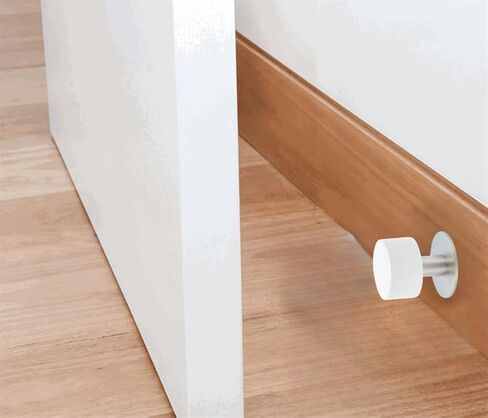 Door Stoppers, Self-Tapping Screw Door Stop with White Rubber & Stainless Steel Body - Heavy Duty Sound Dampening Door Bumpers for Home & Office, Door stoppers for Bottom of Door in Saudi Arabia