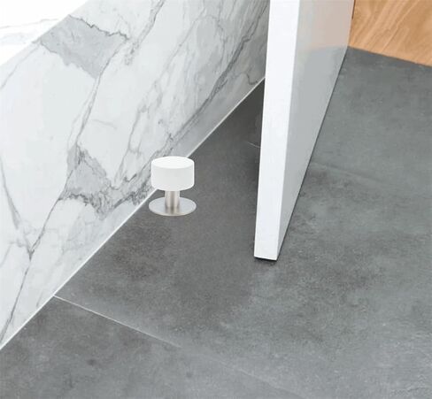 Door Stoppers, Self-Tapping Screw Door Stop with White Rubber & Stainless Steel Body - Heavy Duty Sound Dampening Door Bumpers for Home & Office, Door stoppers for Bottom of Door in Saudi Arabia