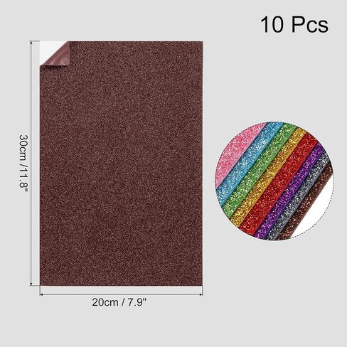 MECCANIXITY 10 Sheets Glitter Foam Sheets Craft 7.9 x 11.8 Inch Adhesive Sheets EVA Foam Sheets for Art Crafts Projects Scrapbook Gift DIY Cutters Card Party Decoration,Brown in Saudi Arabia