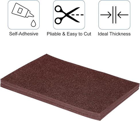 MECCANIXITY 10 Sheets Glitter Foam Sheets Craft 7.9 x 11.8 Inch Adhesive Sheets EVA Foam Sheets for Art Crafts Projects Scrapbook Gift DIY Cutters Card Party Decoration,Brown in Saudi Arabia