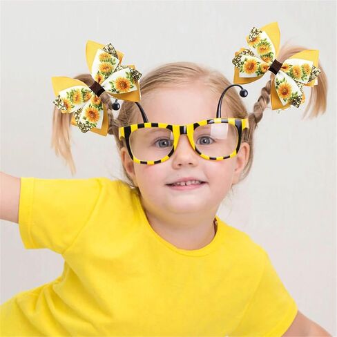 Glitter Sunflower Hair Bow Clips Daisy Hairpin Hair Barrettes Hair Accessories for Baby Girls.(FJ120) (Yellow) in Kuwait