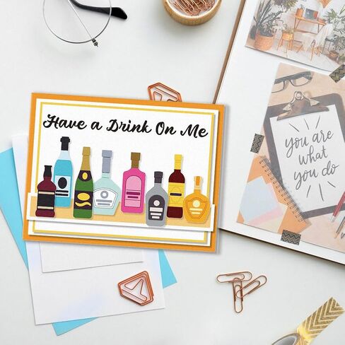 Wine and Wine Glasses Cutting Dies Card Making Die Stencil Metal Card Die Cuts Scrapbooking Embossing Template Dies for Wedding Birthday Greeting Cards Craft Paper Album Invitation Decor in Saudi Arabia