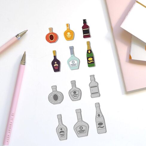 Wine and Wine Glasses Cutting Dies Card Making Die Stencil Metal Card Die Cuts Scrapbooking Embossing Template Dies for Wedding Birthday Greeting Cards Craft Paper Album Invitation Decor in Saudi Arabia