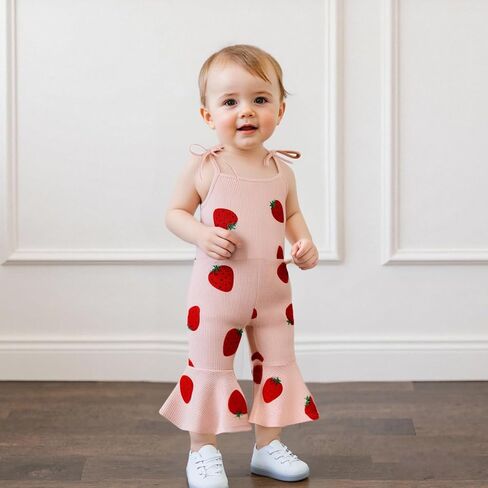 Toddler Girl Floral Flare Jumpsuit Baby Bell Bottom Romper Sleeveless Backless Overalls Summer Outfit in Saudi Arabia