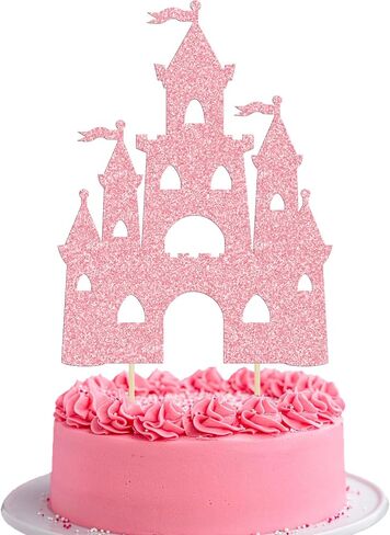 ephlyn 1pcs Castle Cake Topper Glitter Princess Castle موضوع عيد ميلاد ديكورات كعكة الملكة كوين كيك كعكة اختيار للأميرة عيد ميلاد استحمام الطفل اللوازم in Kuwait