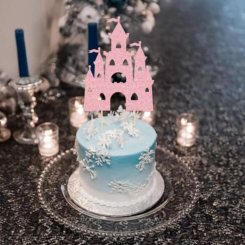 ephlyn 1pcs Castle Cake Topper Glitter Princess Castle موضوع عيد ميلاد ديكورات كعكة الملكة كوين كيك كعكة اختيار للأميرة عيد ميلاد استحمام الطفل اللوازم in Kuwait