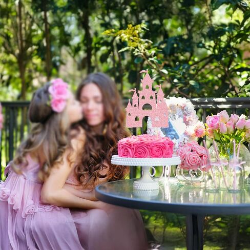 ephlyn 1pcs Castle Cake Topper Glitter Princess Castle موضوع عيد ميلاد ديكورات كعكة الملكة كوين كيك كعكة اختيار للأميرة عيد ميلاد استحمام الطفل اللوازم in Kuwait