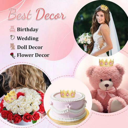 الكعكة الكآبة تاج الكعكة Topper ， Mini Baby Crown Crystal Princess Tiara Rhinestone Crown Cake Decoration لحضور حفل زفاف حفلة عيد ميلاد in Kuwait