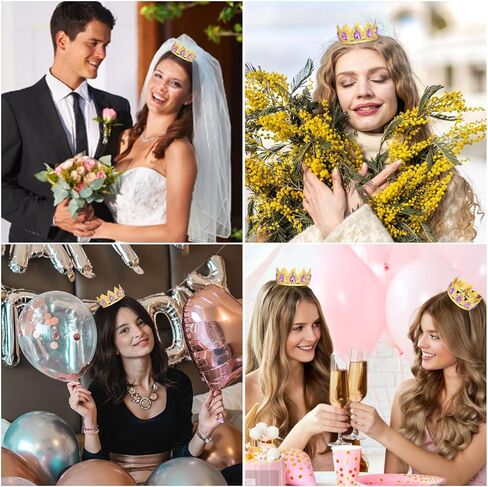 CAVETEE Crown Cake Topper，Mini Baby Crown Crystal Princess Tiara Rhinestone Crown Cake Decoration for Wedding Birthday Party in Kuwait