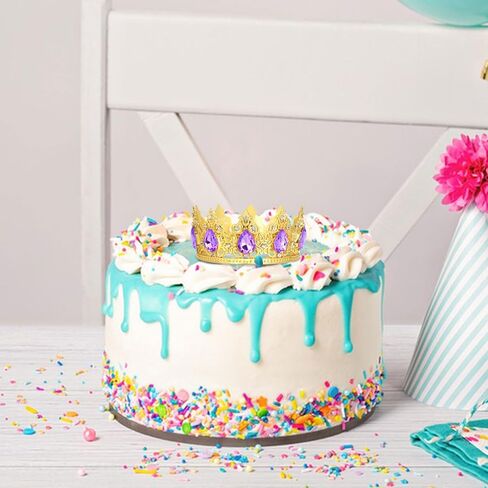 CAVETEE Crown Cake Topper，Mini Baby Crown Crystal Princess Tiara Rhinestone Crown Cake Decoration for Wedding Birthday Party in Kuwait