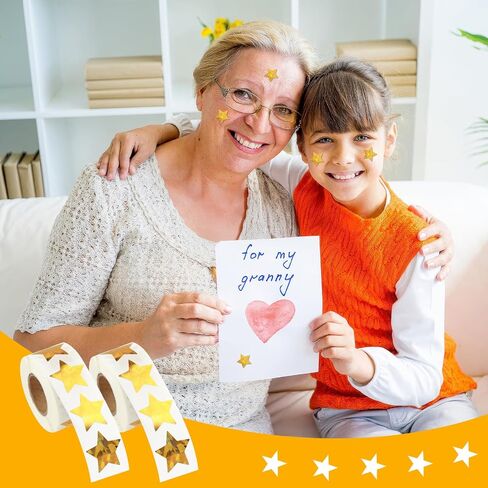 Star Stickers for Kids Reward, 1000 pcs Holographic Gold Star Stickers, 2 Rolls Sparkly Foil Star Stickers for Behavior Chart, Student Planner, School Classroom Students Teacher Supplies (1 inch) in Kuwait