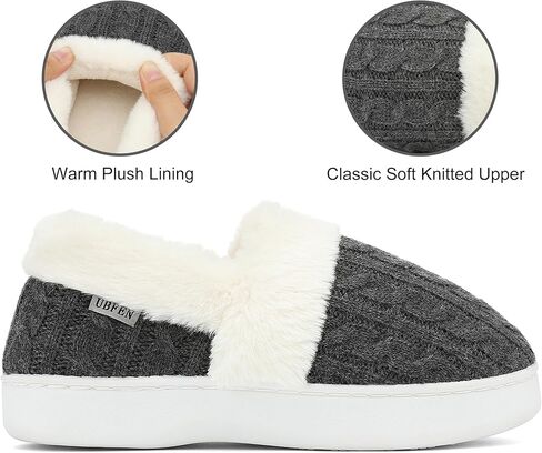 UBFEN Womens Fuzzy House Slippers Warm Bedroom Shoes with Faux Fur Lining Non Slip Memory Foam Slippers for ladies Indoor and Outdoor in Kuwait