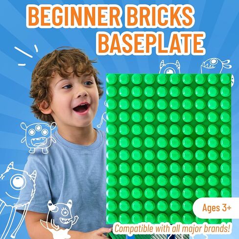 Strictly Briks Compatible with Mega Blocks Toy Building Block, Beginner Bricks Stackable Baseplates, Large Pegs for Babies and Toddlers, Compatible with All Brands, Pink, 1 Piece, 12.5 x 15 Inches in Kuwait