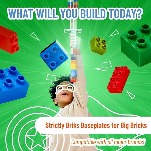 Strictly Briks Compatible with Mega Blocks Toy Building Block, Beginner Bricks Stackable Baseplates, Large Pegs for Babies and Toddlers, Compatible with All Brands, Pink, 1 Piece, 12.5 x 15 Inches in Kuwait