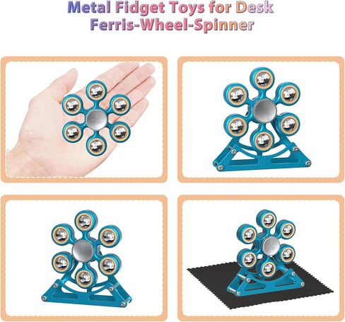 Desk Toys for Fidget Ferris-Wheel-Spinner: 4mins Kinetic-Spinning Cool-Gadgets, Cool-Stuff Thing Toy for Office School Home Man Women Christmas, Stress-Relief Game Gifts for Adult Teen Children Kid in Kuwait
