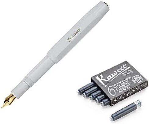 Kaweco Classic Sport Fine Nib Fountain Pen (Fine Nib) + Pack of 6 Black Ink Cartridges Set (Green) in Saudi Arabia