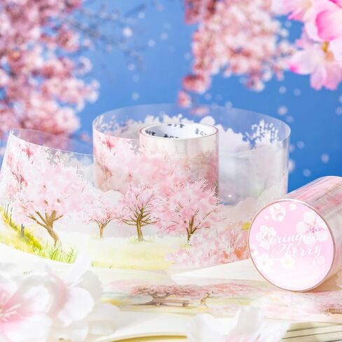 Alideco 6pcs Decorative Adhesive Tapes Vintage Beautiful Cherry Blossoms PET Tape Great for Bullet Journal Supplies, Arts, Scrapbook, DIY Crafts, Planners (yinghuashijie) in Saudi Arabia