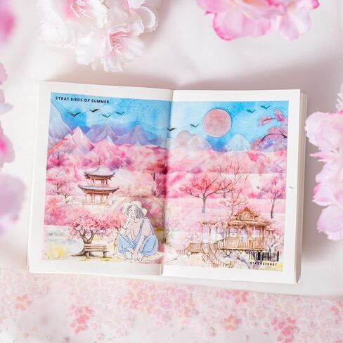 Alideco 6pcs Decorative Adhesive Tapes Vintage Beautiful Cherry Blossoms PET Tape Great for Bullet Journal Supplies, Arts, Scrapbook, DIY Crafts, Planners (yinghuashijie) in Saudi Arabia