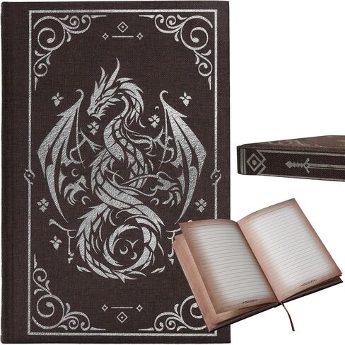 Notebook Journal for DND - A5 Linen Cover with Stunning Dragon Design (240 Pages) for RPG Enthusiasts - Perfect for Dungeons and Dragons (D&D) Campaigns, RPG's and Fantasy Writing in Saudi Arabia