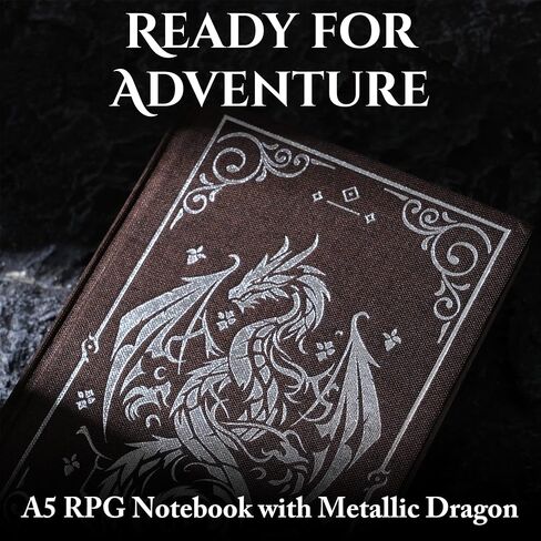 Notebook Journal for DND - A5 Linen Cover with Stunning Dragon Design (240 Pages) for RPG Enthusiasts - Perfect for Dungeons and Dragons (D&D) Campaigns, RPG's and Fantasy Writing in Saudi Arabia