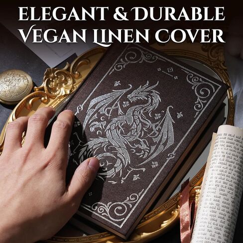 Notebook Journal for DND - A5 Linen Cover with Stunning Dragon Design (240 Pages) for RPG Enthusiasts - Perfect for Dungeons and Dragons (D&D) Campaigns, RPG's and Fantasy Writing in Saudi Arabia