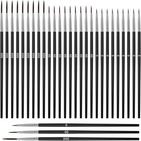 Giantree 30 Pcs Tiny Detail Paint Brushes Set, Micro Small Paint Brush with 3 Sizes, Thin Fine Tip Liner Paintbrushes for Nail Art Watercolor Crafts Oil Acrylic Painting Models Detailing Sculpt in Saudi Arabia