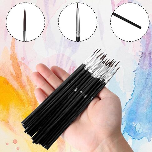 Giantree 30 Pcs Tiny Detail Paint Brushes Set, Micro Small Paint Brush with 3 Sizes, Thin Fine Tip Liner Paintbrushes for Nail Art Watercolor Crafts Oil Acrylic Painting Models Detailing Sculpt in Saudi Arabia
