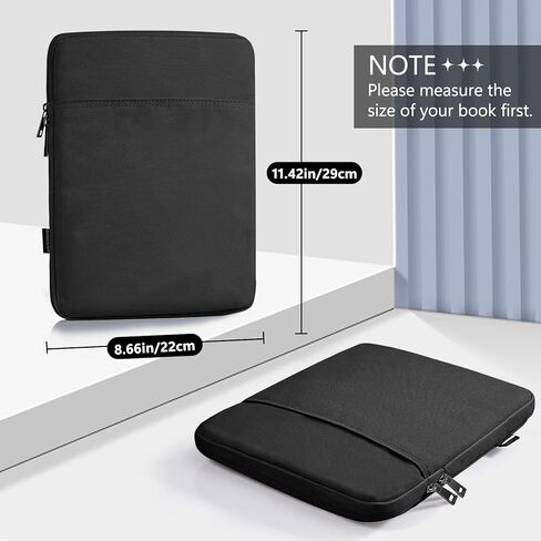 Book Sleeve with Zipper, Book Pouch Book Protector Book Lovers Gifts Bookish Gifts Book Cover with Front Pocket for Hardcover Paperback, for Reader Teacher, Black in Kuwait