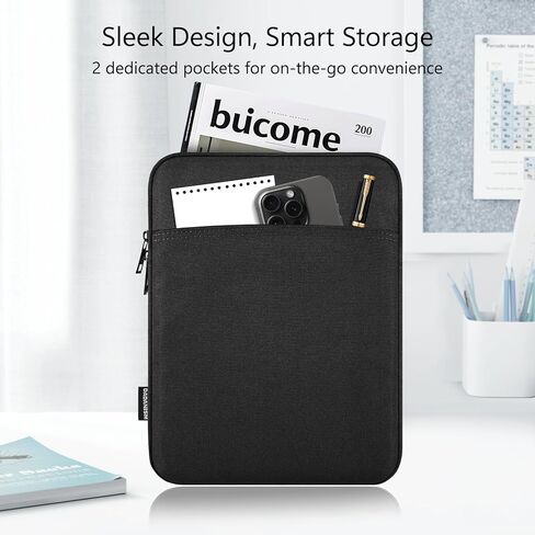 Book Sleeve with Zipper, Book Pouch Book Protector Book Lovers Gifts Bookish Gifts Book Cover with Front Pocket for Hardcover Paperback, for Reader Teacher, Black in Kuwait