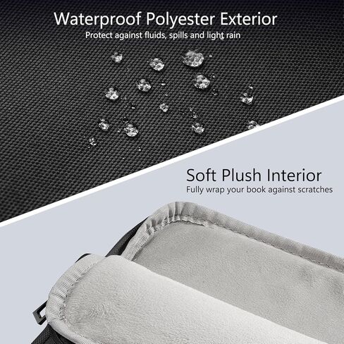 Book Sleeve with Zipper, Book Pouch Book Protector Book Lovers Gifts Bookish Gifts Book Cover with Front Pocket for Hardcover Paperback, for Reader Teacher, Black in Kuwait