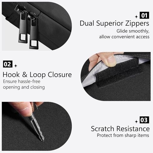 Book Sleeve with Zipper, Book Pouch Book Protector Book Lovers Gifts Bookish Gifts Book Cover with Front Pocket for Hardcover Paperback, for Reader Teacher, Black in Kuwait