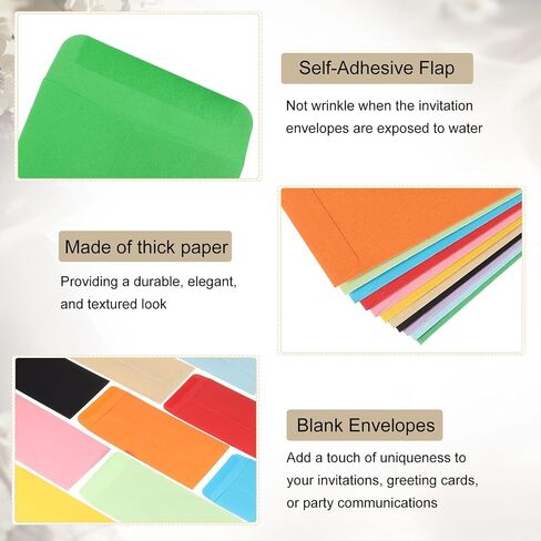uxcell 50 Pcs Invitation Envelopes, 3.5 x 6.5 Inch Self-Adhesive Greeting Card Envelopes with Gummed Seal for Greeting Card, Wedding Invitations, Parties, Letter Mailing (Dark Green) in Saudi Arabia