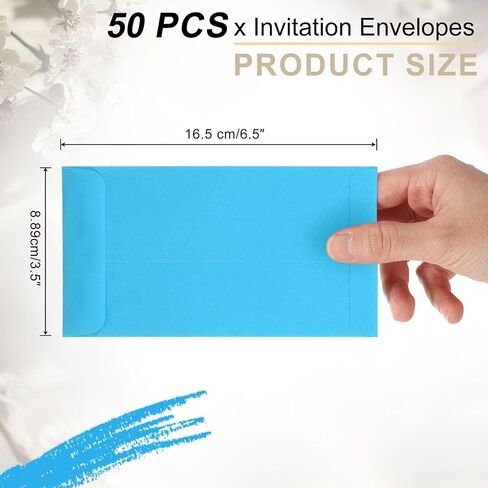 uxcell 50 Pcs Invitation Envelopes, 3.5 x 6.5 Inch Self-Adhesive Greeting Card Envelopes with Gummed Seal for Greeting Card, Wedding Invitations, Parties, Letter Mailing (Dark Green) in Saudi Arabia