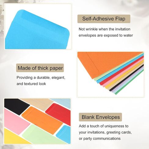 uxcell 50 Pcs Invitation Envelopes, 3.5 x 6.5 Inch Self-Adhesive Greeting Card Envelopes with Gummed Seal for Greeting Card, Wedding Invitations, Parties, Letter Mailing (Dark Green) in Saudi Arabia