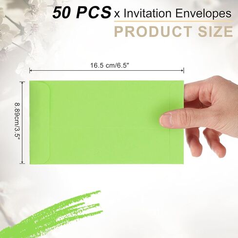 uxcell 50 Pcs Invitation Envelopes, 3.5 x 6.5 Inch Self-Adhesive Greeting Card Envelopes with Gummed Seal for Greeting Card, Wedding Invitations, Parties, Letter Mailing (Dark Green) in Saudi Arabia